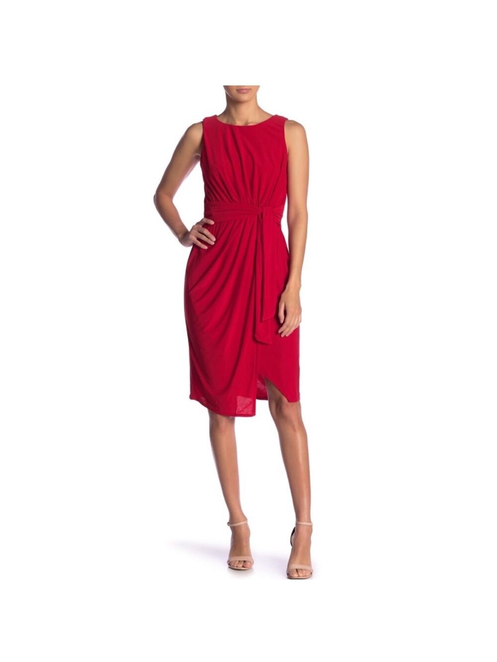 Superfoxx Red California Dreams Red Midi Faux Wrap Dress Sz L